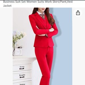 Womens red pant suit with vest size XS
